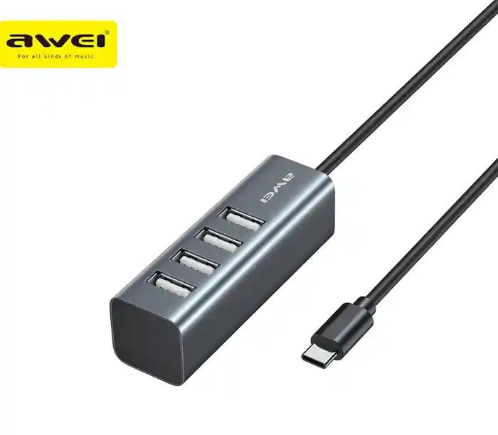 Awei CL-122T Type C Hub USB 2.0 Hub 4 Ports USB Splitter 750mm Length